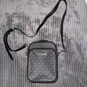 Michael Kors Black Logo-Print Messenger Crossbody